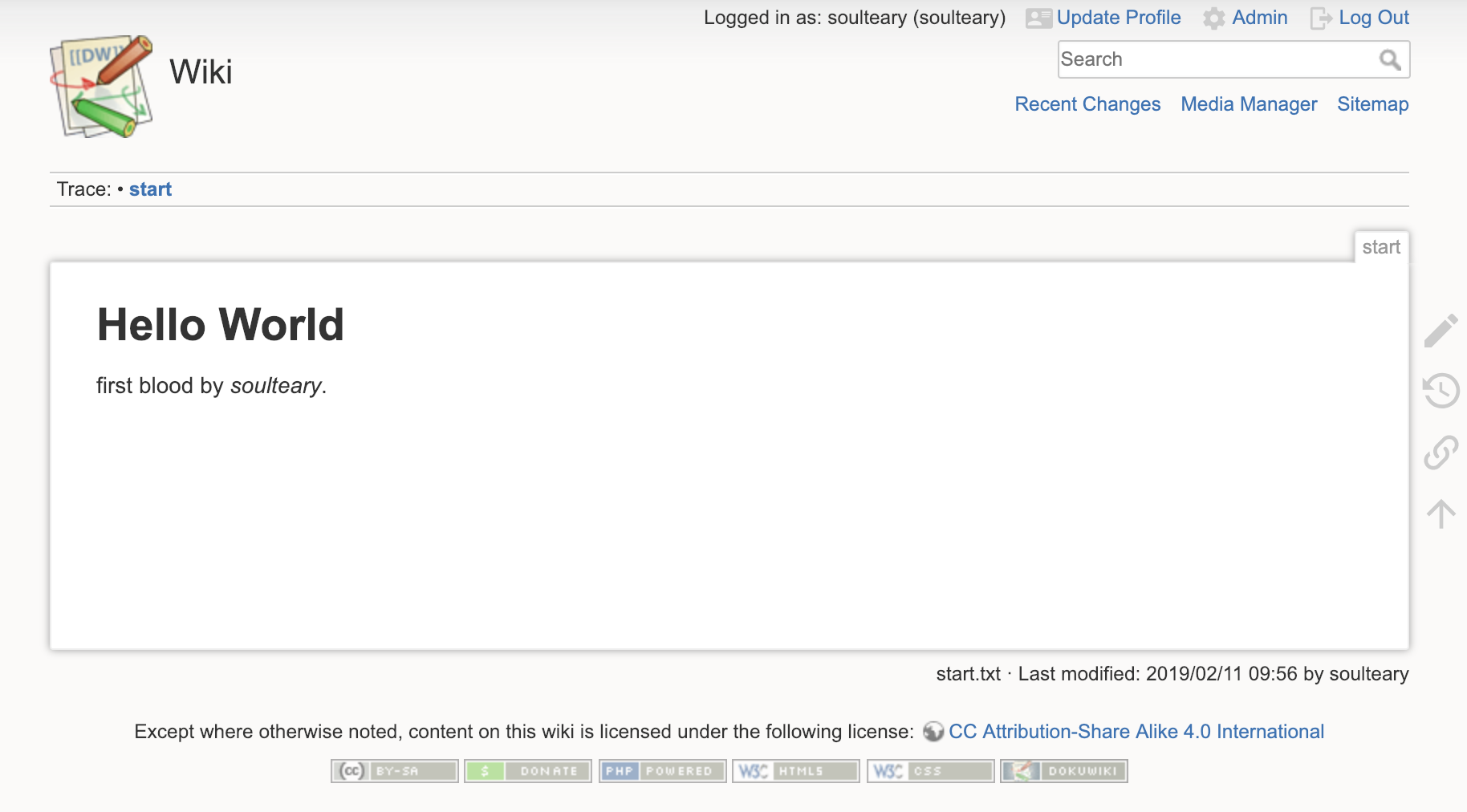 DokuWiki 的第一条 Wiki 条目