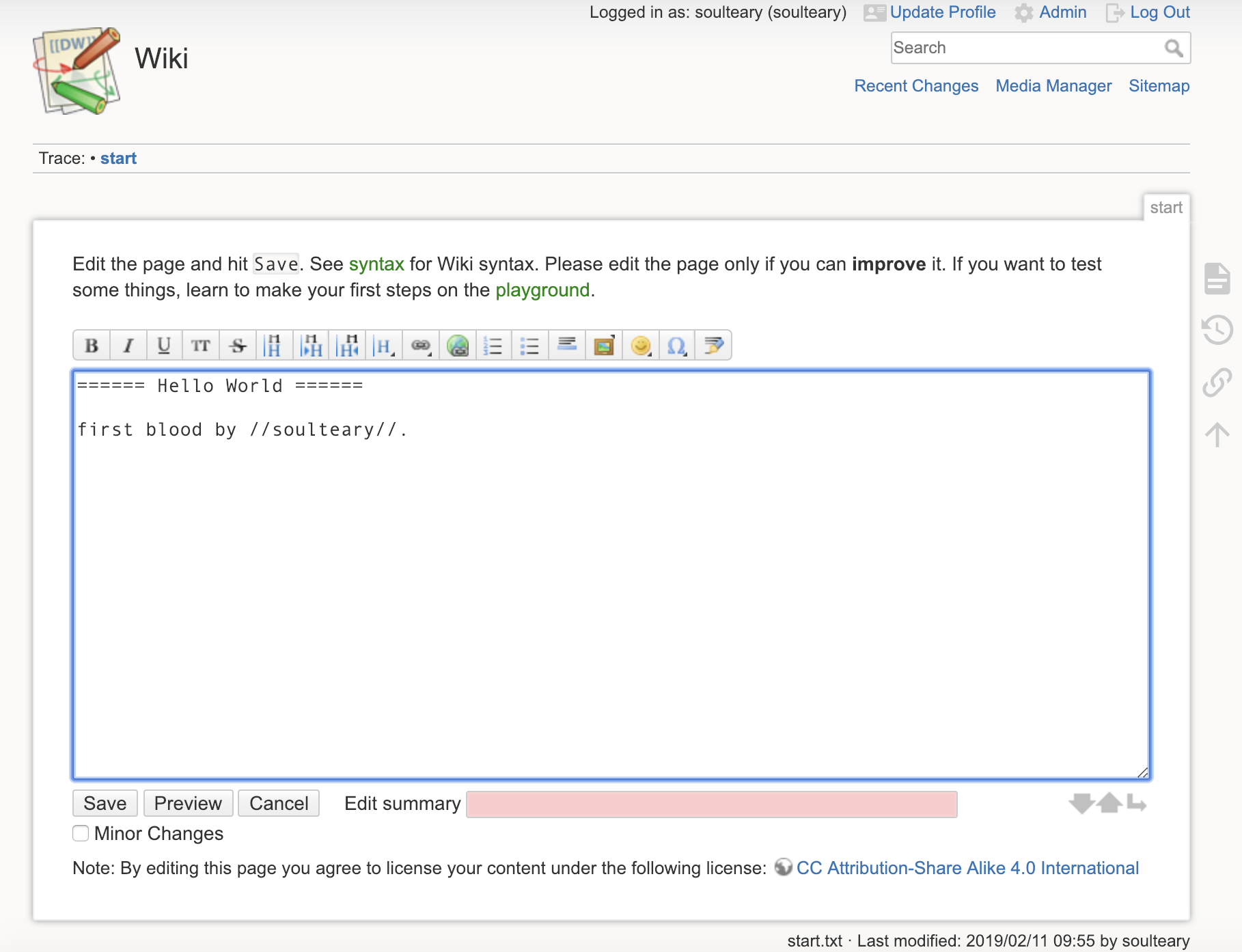 DokuWiki 编辑器页面
