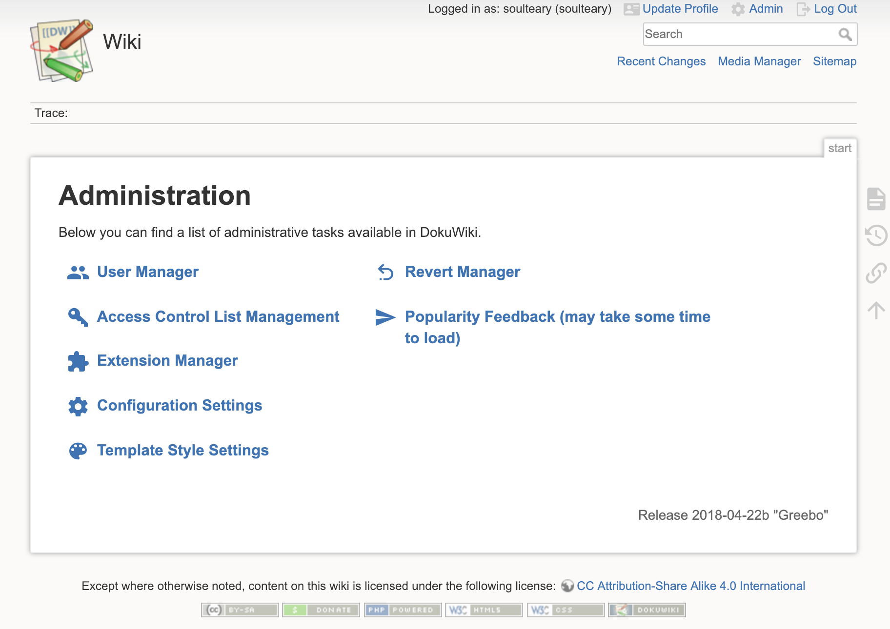 DokuWiki 管理界面