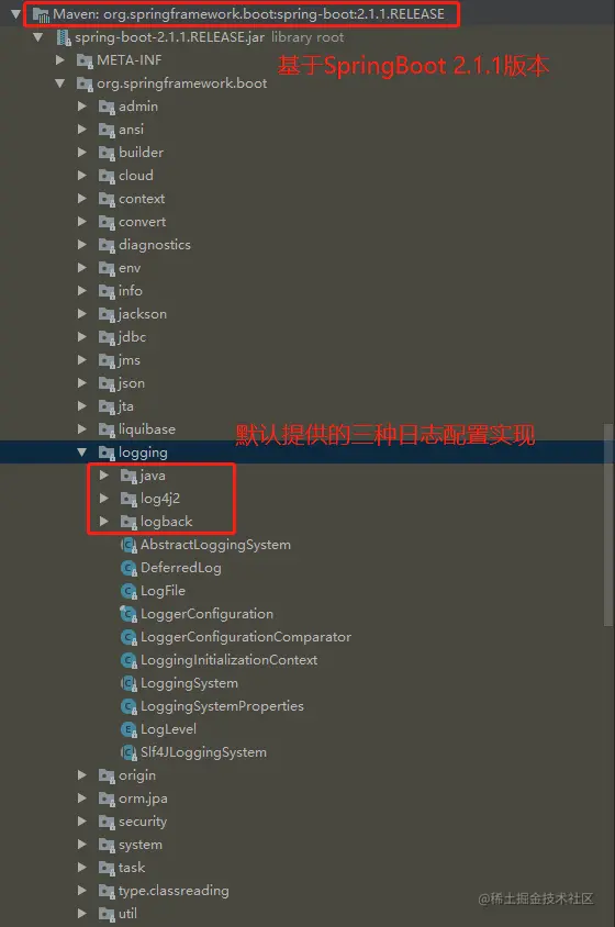 SpringBoot默认提供的三种日志配置实现