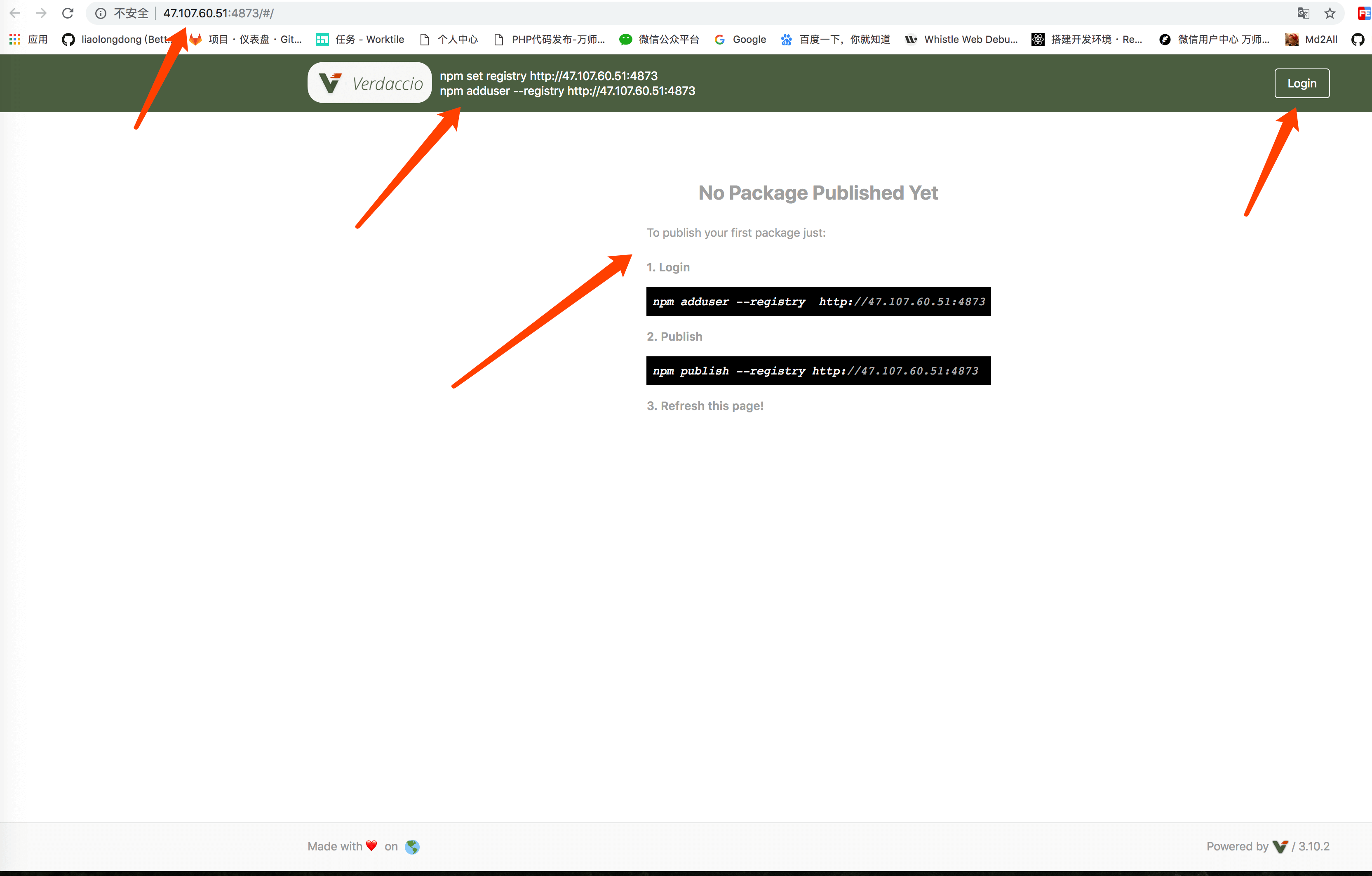 浏览器打开私有仓库页面