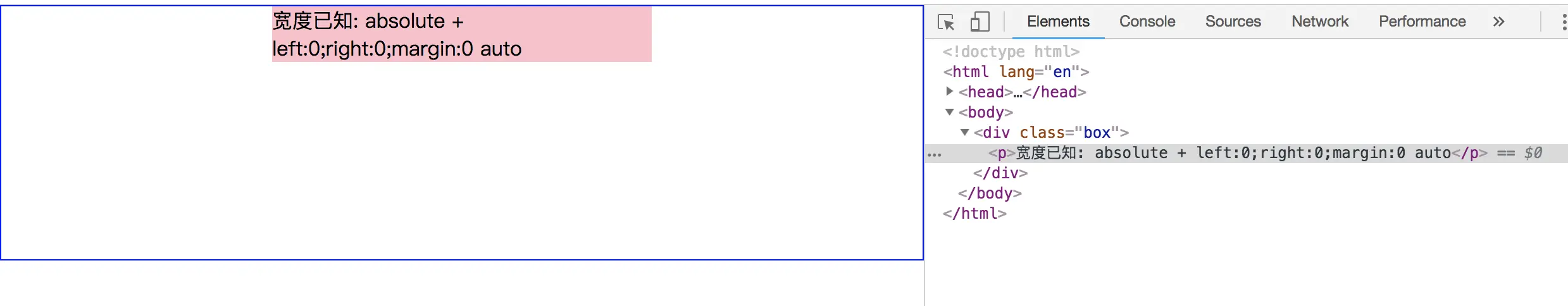 宽度已知: absolute + left:0;right:0;margin:0 auto