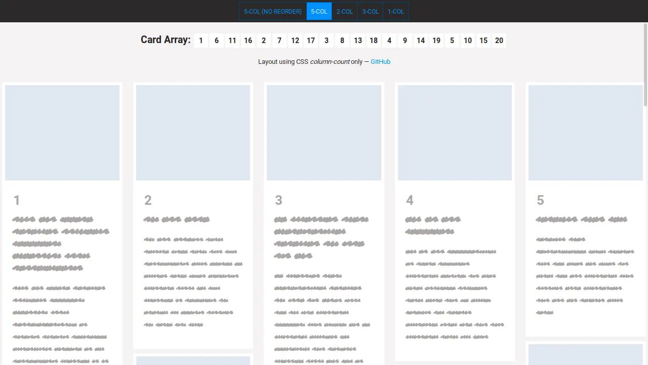 Demo image: Easy CSS Masonry Layout with Left-To-Right Content Flow