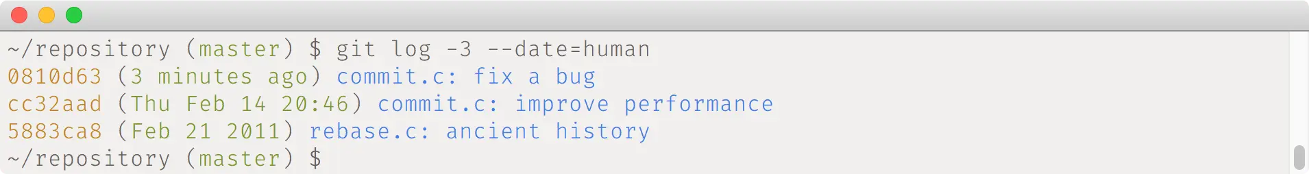 git log --date=human example