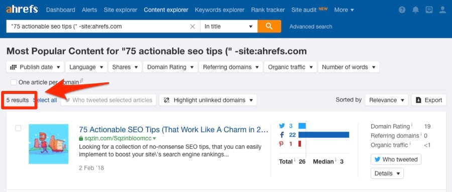 content explorer 给出 5 个结果