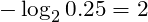 -\log_{2}{0.25} = 2