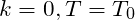 k=0,T=T_0