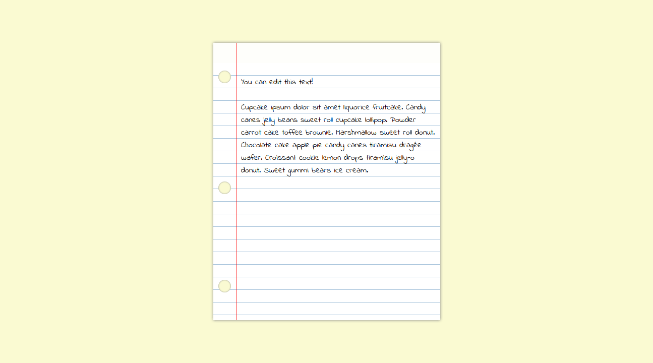 Demo image: Notebook Paper