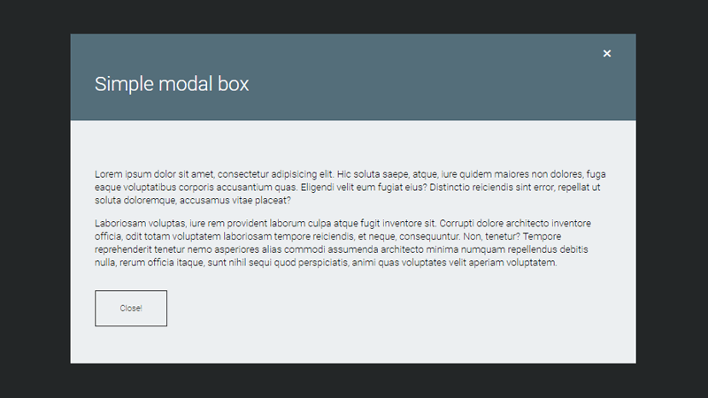 Demo Image: JS Simple Modal Box Snippet