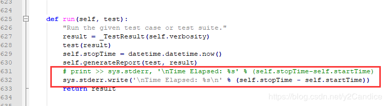 图片为python3的修改，直接把632行修改为 sys.stderr.write('\nTime Elapsed: %s\n ' % (self.stopTime - self.startTime))即可