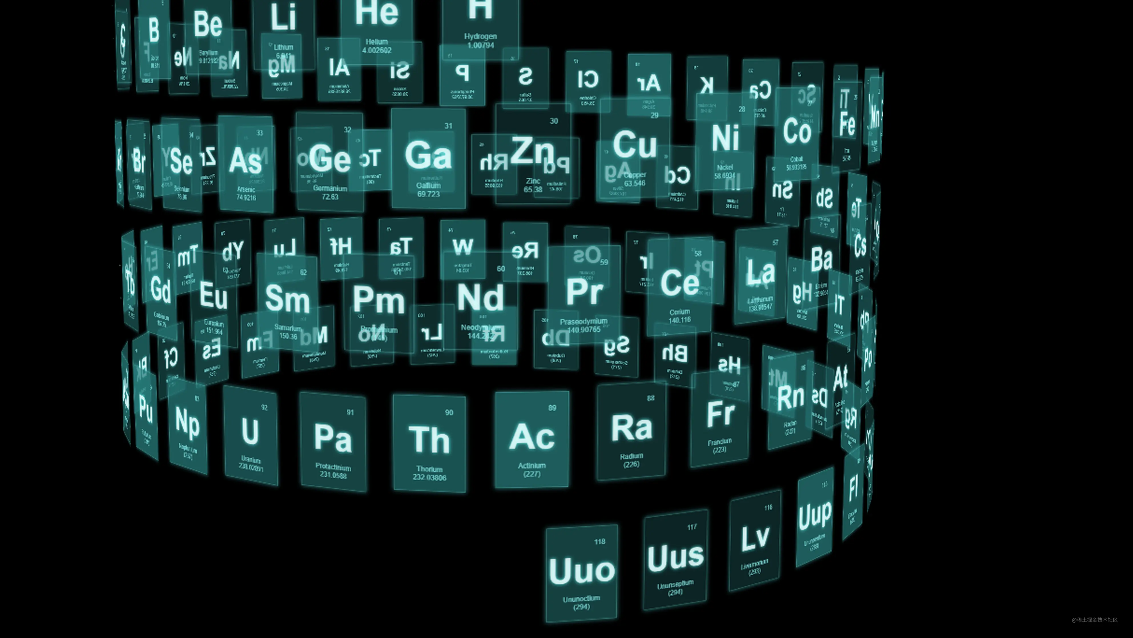 基于three Js的3d炫酷元素周期表 掘金