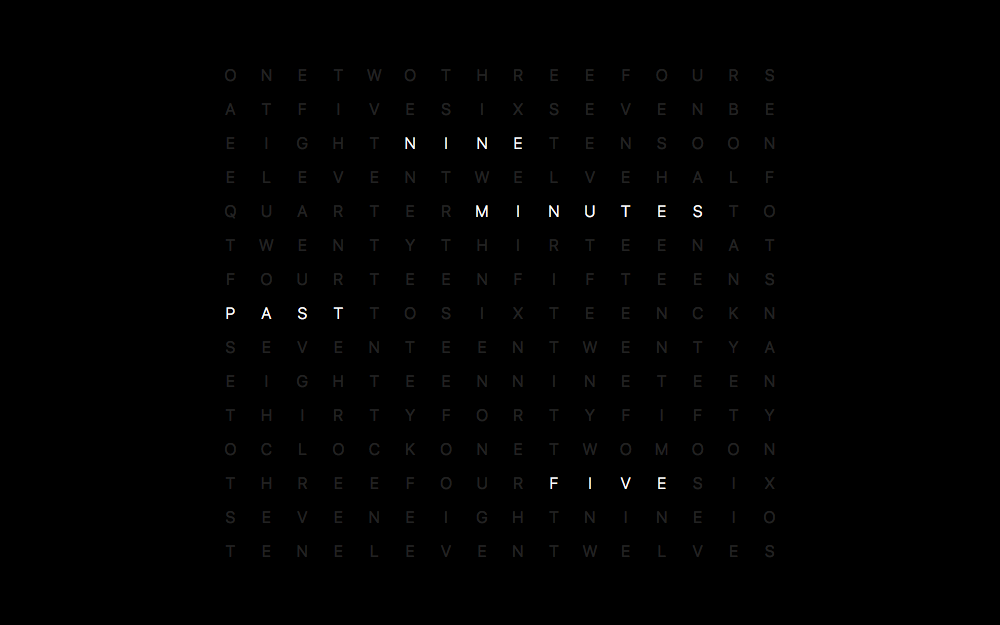 NINE MINUTES PAST FIVE