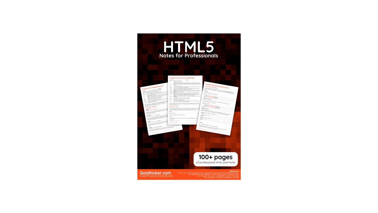Book image: HTML5 Notes for Professionals