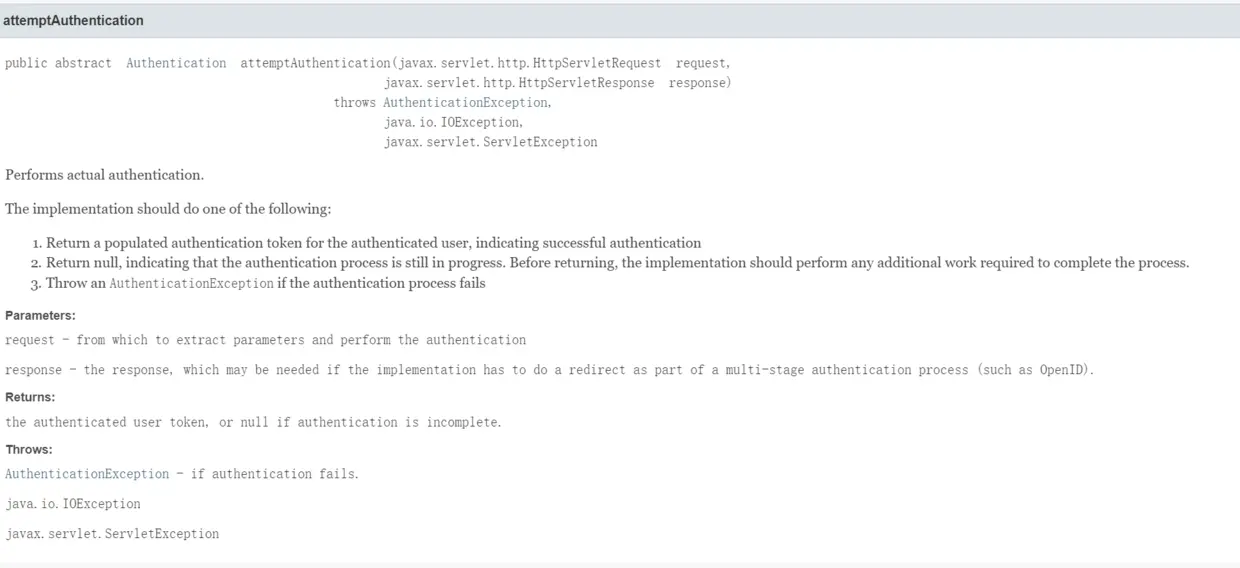 官方文档attemptAuthentication方法