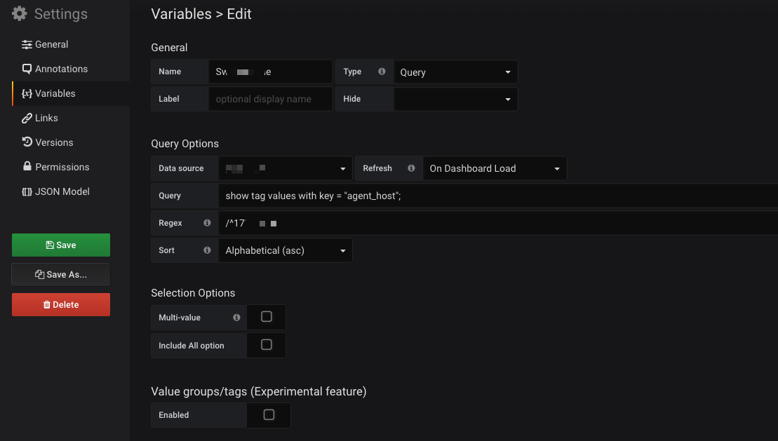 Dashboard变量设置