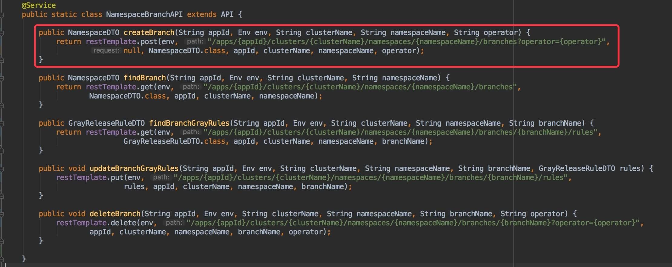 NamespaceBranchAPI