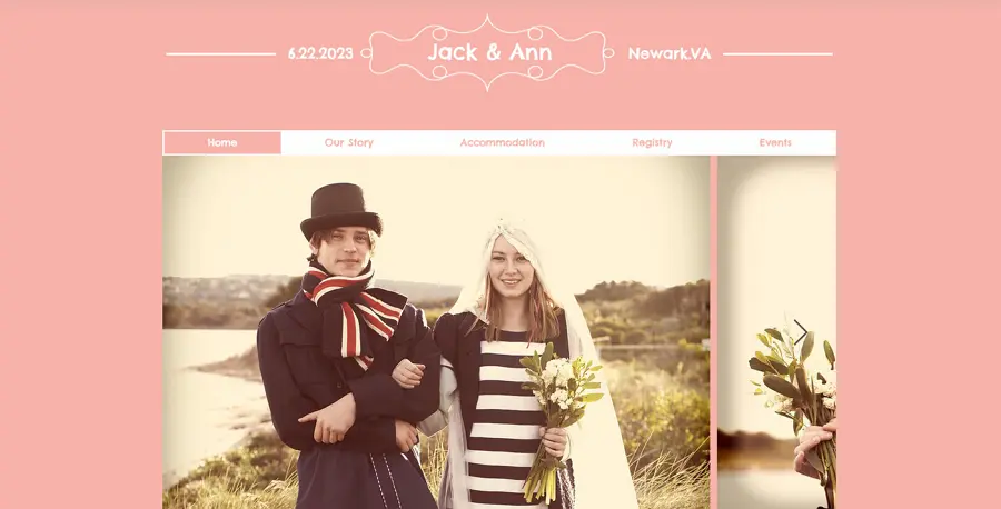 Free Jack and Ann Wedding Event Website Template