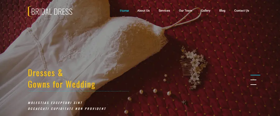 Free Bridal Dress Responsive Bootstrap Wedding Web Template