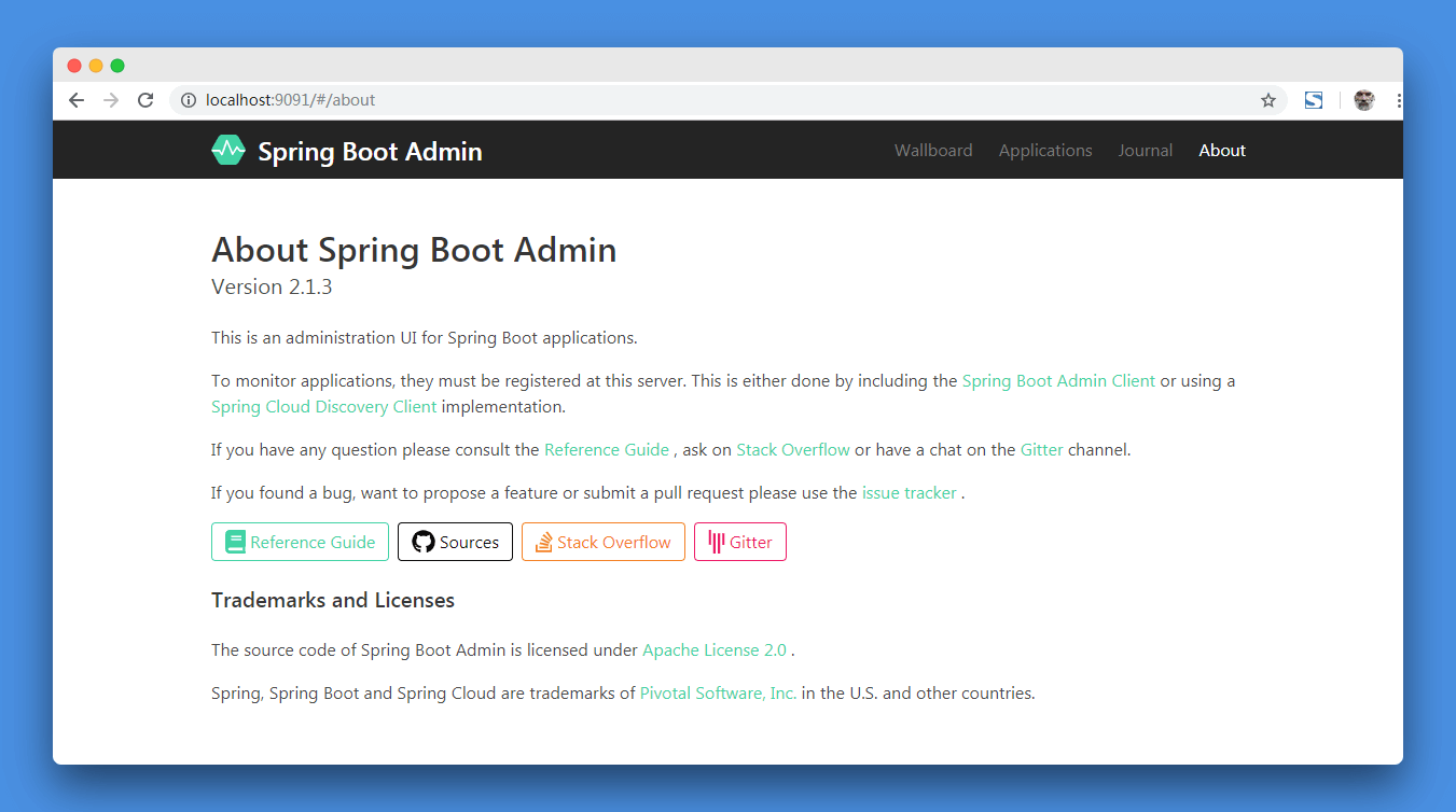 Spring Boot Admin Server UI