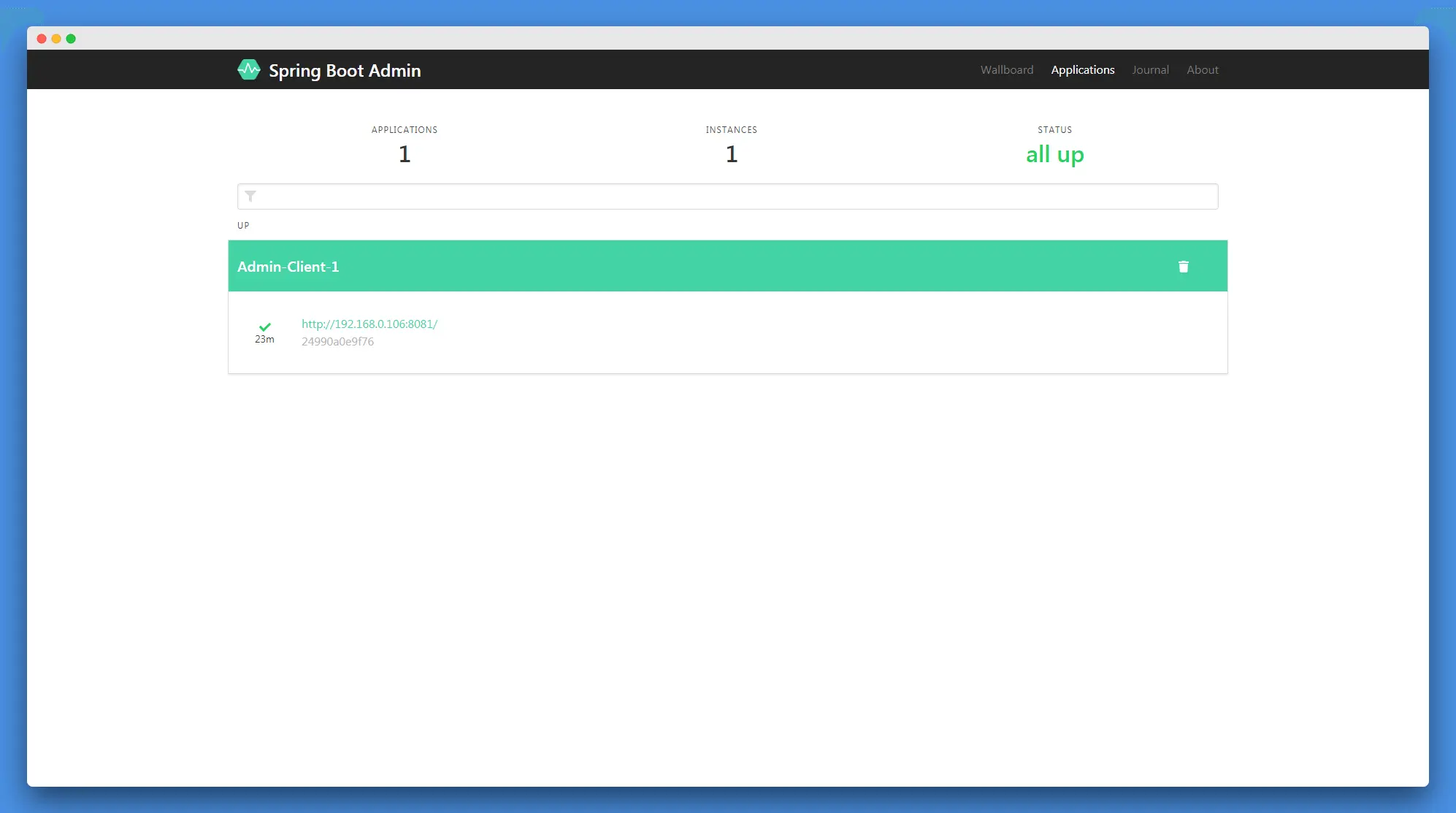 应用实例信息页面
