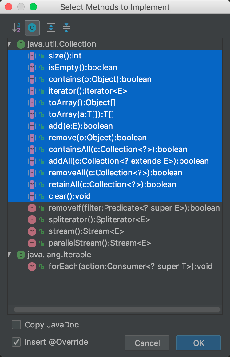 Collection接口中定义的方法