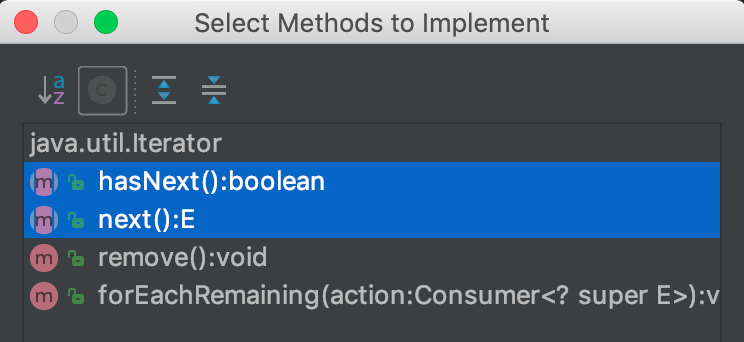 迭代器接口中的方法