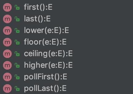 TreeSet中的部分方法