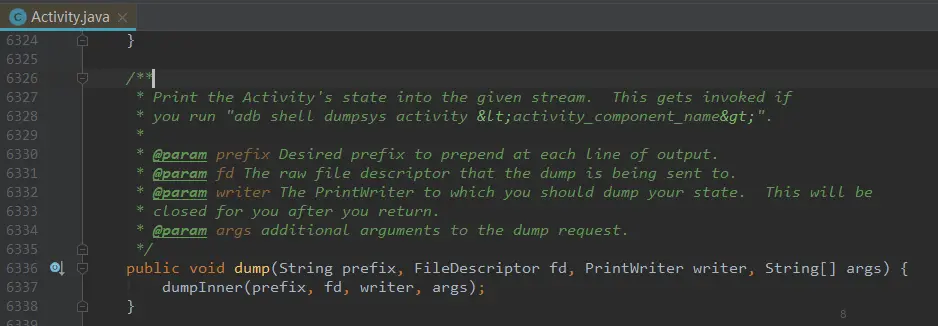 Activity的dump方法