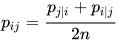 p_{i j}=\frac{p_{j|i}+p_{i | j}}{2 n}
