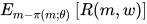 E_{m-\pi (m;\theta )}\left [ R(m,w) \right ]