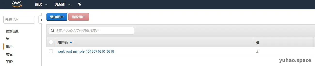 Vault generated aws user