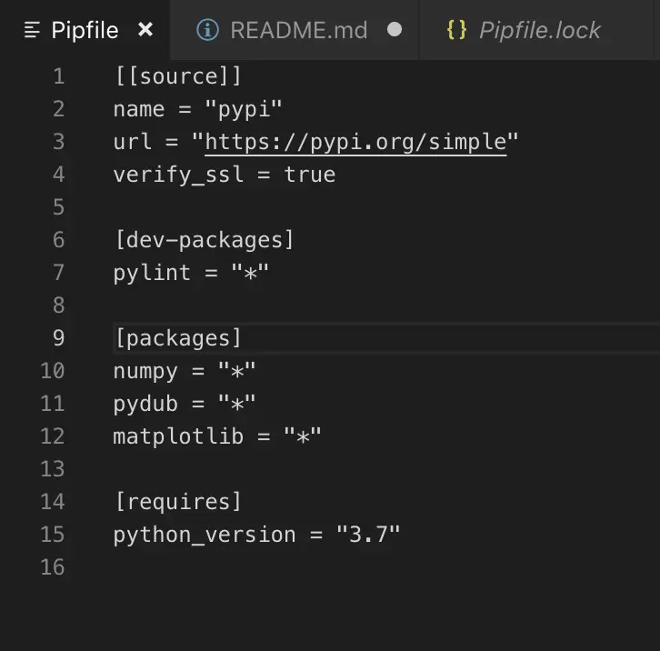 Pipfile记录工程的依赖