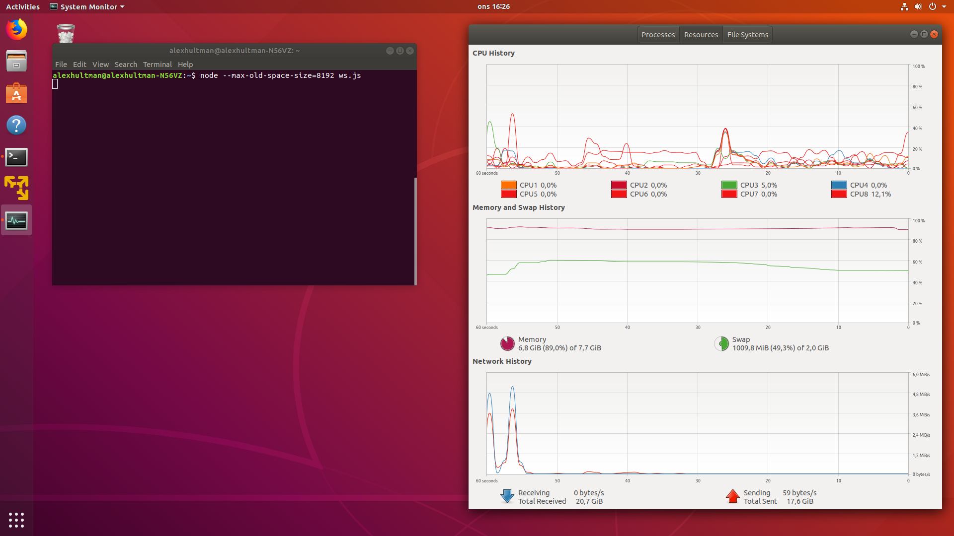 如果我们使用另一个服务软件栈可能运行不太好，这里『websockets/ws』 发生彻底崩溃并触发了重试