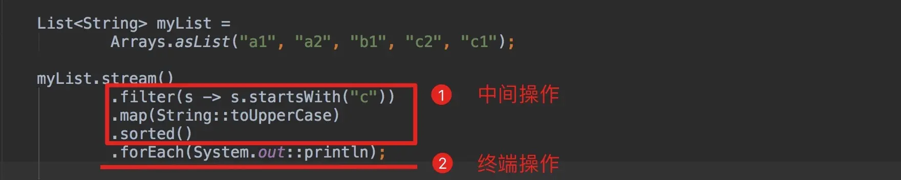 Stream中间操作，终端操作