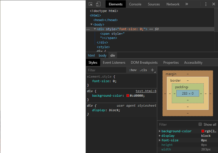 字体大小为0的时候