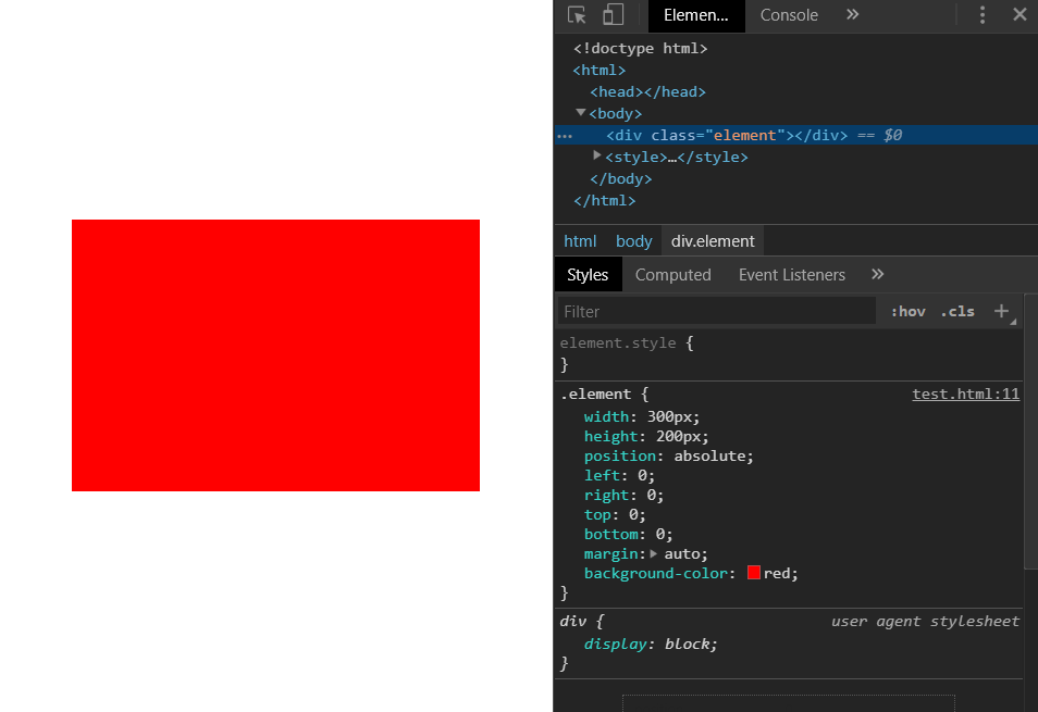 absolute的流体特性实现垂直水平居中
