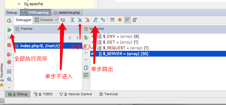 调试面板的功能按钮说明如下