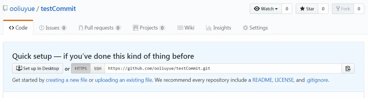 名为testCommit的仓库