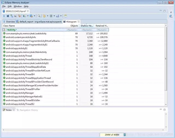 点击Histogram按钮,并搜索Activity 点击Histogram按钮,并搜索Activity