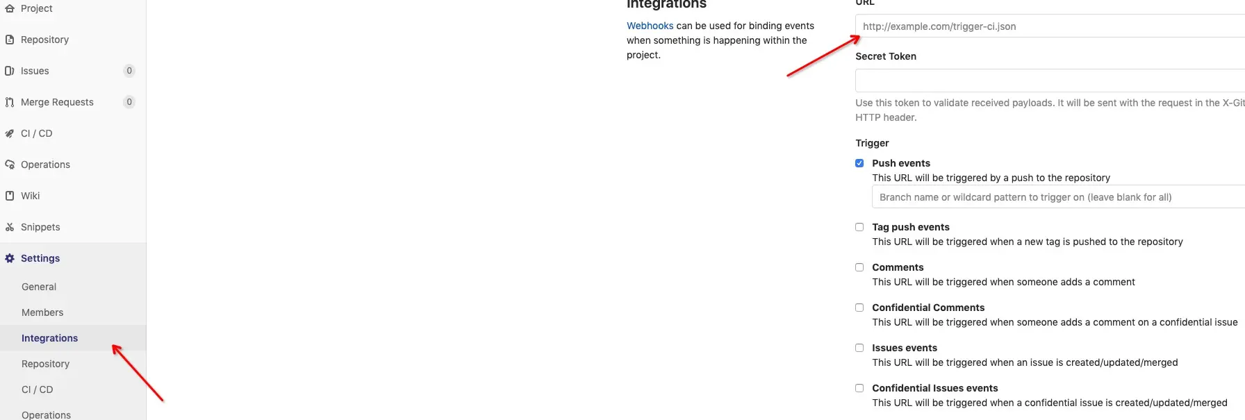 gitlab webhook配置
