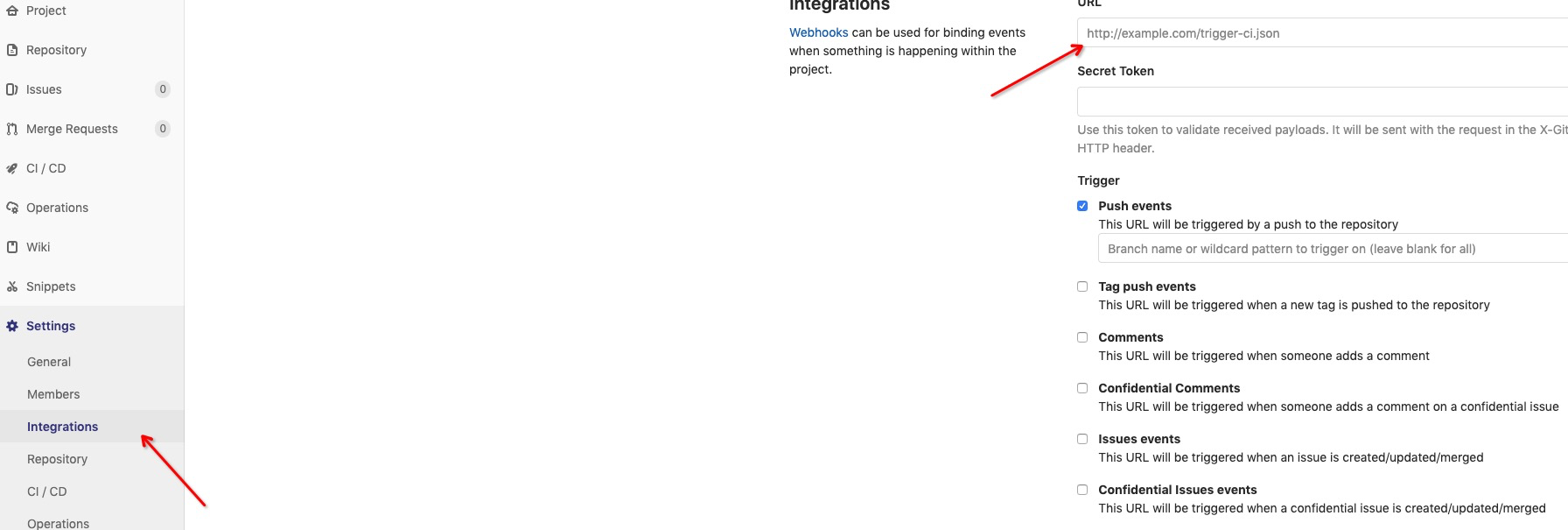 gitlab webhook配置