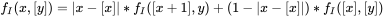 f_I(x,[y])=|x-[x]|*f_I([x+1],y)+(1-|x-[x]|)*f_I([x],[y])
