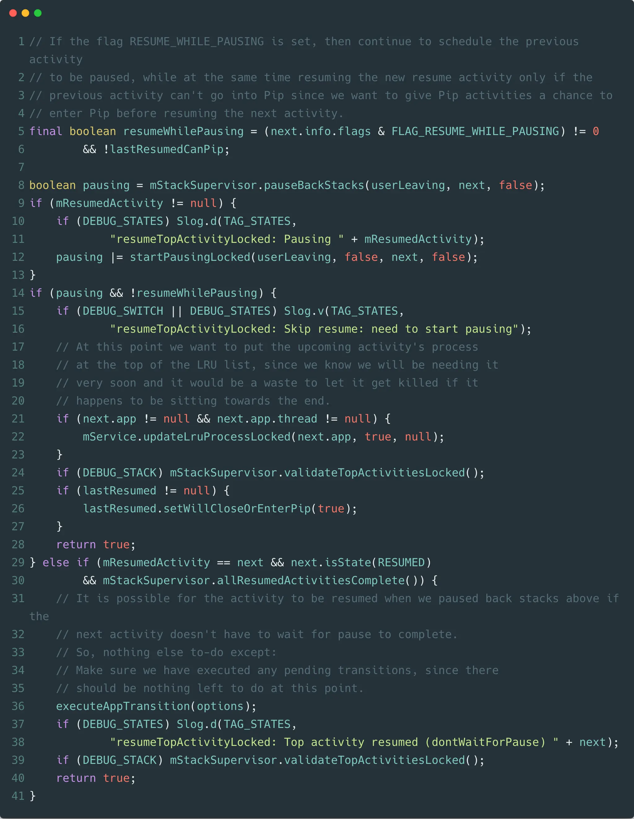Android9.0-ActivityStack-resumeTopActivityInnerLocked方法