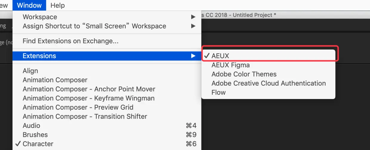 窗口-扩展工具-AEUX