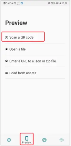 lottie app_选择preview-scan a QR code