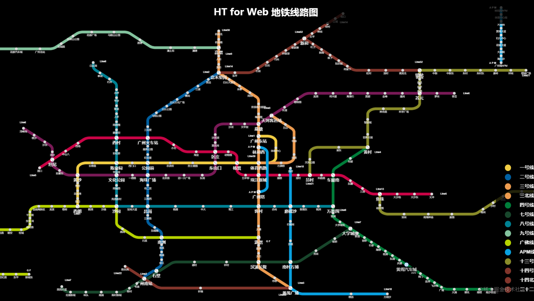 基于 HTML5 Canvas 的交互式地铁线路图