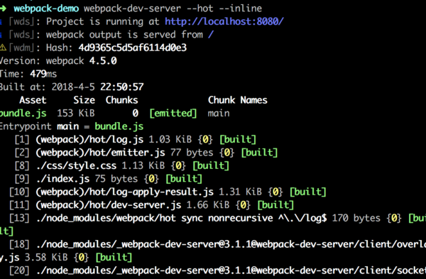 输入webpack-dev-server --hot --inline