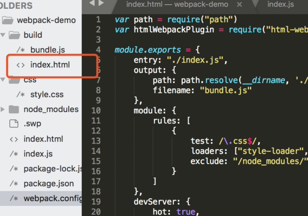 build下面就会自动生成index.html