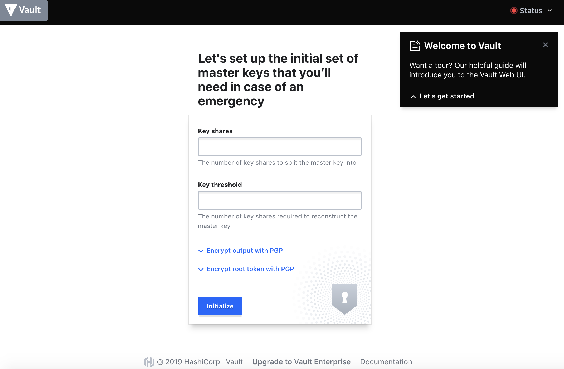 Vault 初始化界面