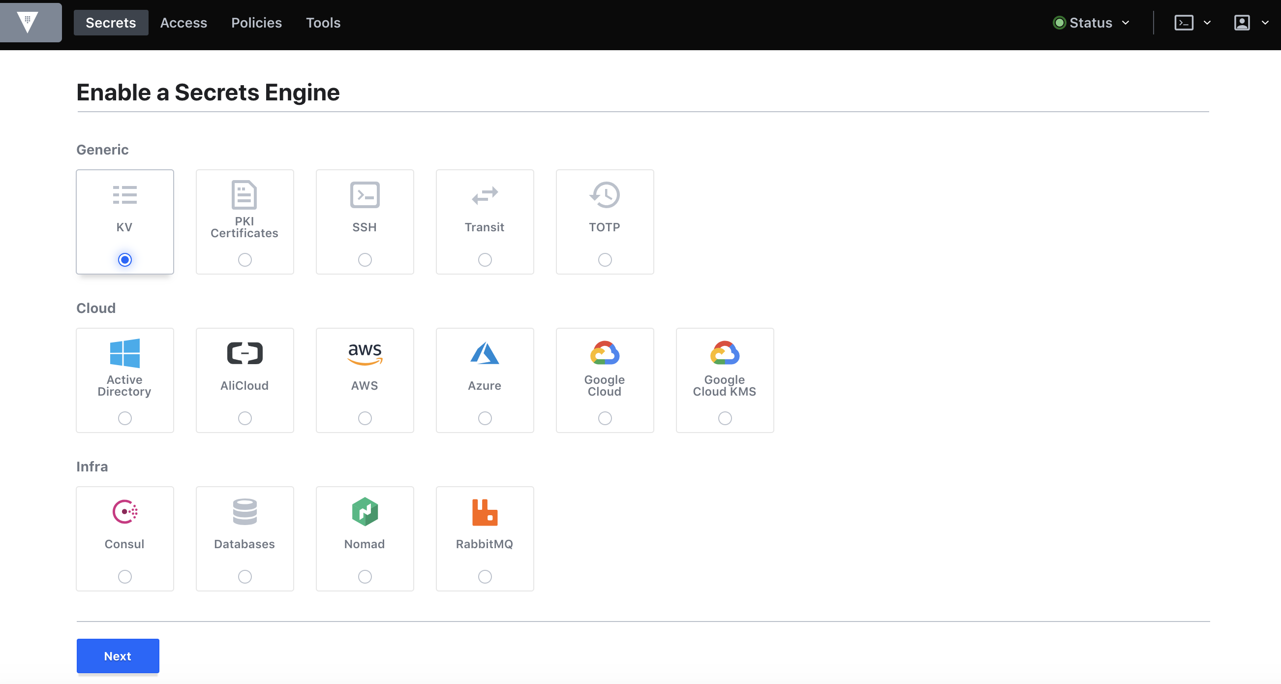 创建一个新的加密储存仓库